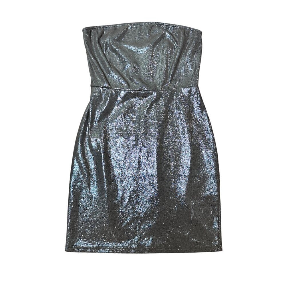 MISSGUIDED Shiny Sparkly Stretch Bodycon Mini Dress - Size 4 Metallic